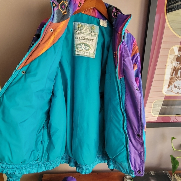 VTG RARE Challenger Women's Jacket Full Zip Size Large Snap buttons Multicolor - Picture 7 of 13